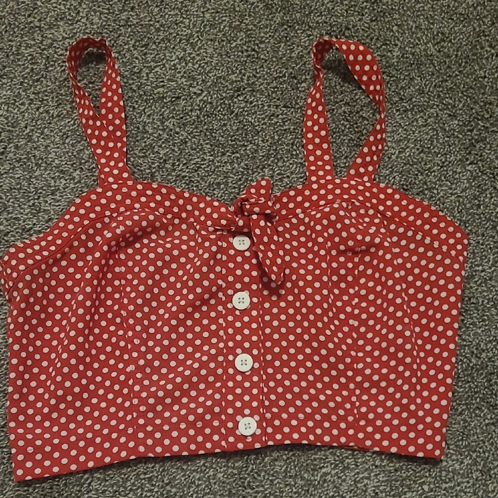 American Rag Red Crop Tank Top with Tie Front